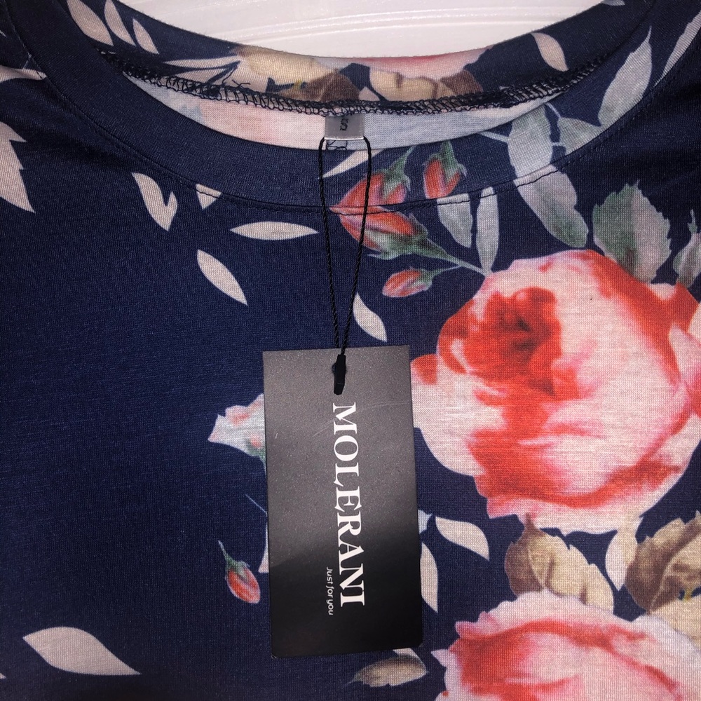 Navy Floral Tshirt Dress Brand New with Tags - Picture 3 of 6